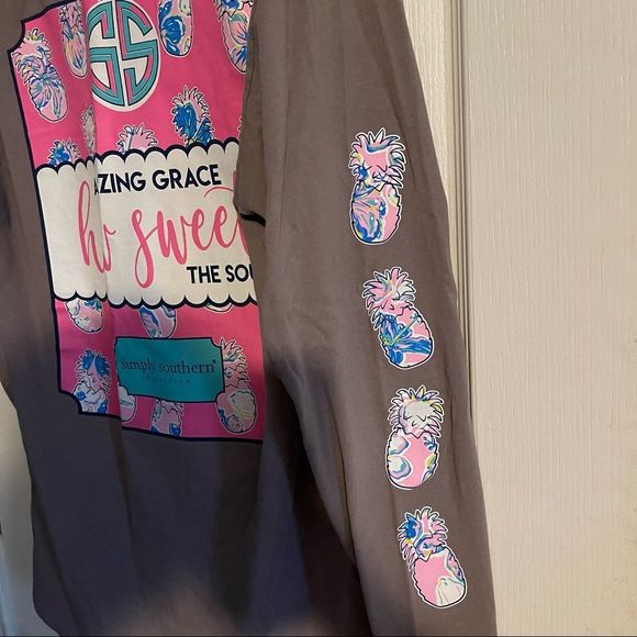 ✨SIMPLY SOUTHERN PREPPY NWOT AMAZING GRACE HOW SWEET LONG SLEEVE T-SHIRT✨ - Picture 4 of 9